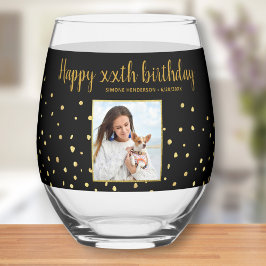 Alles Gute zum Geburtstag Gold Glitzer Foto jedes  Weinglas Ohne Stiel