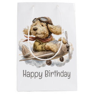 Alles Gute zum Geburtstag Goldendoodle Hund Pilot  Mittlere Geschenktüte