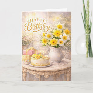 Alles Gute zum Geburtstag Goldene Narzissen Karte