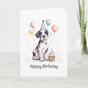 Alles Gute zum Geburtstag Great Dane Welpen Cupcak Karte
