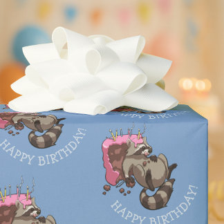 Alles Gute zum Geburtstag! Greedy Cake Eater Carto Geschenkpapier