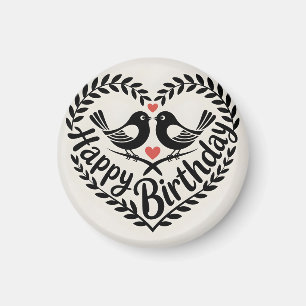 Alles Gute zum Geburtstag Herz mit Liebesvögeln Gr Magnet