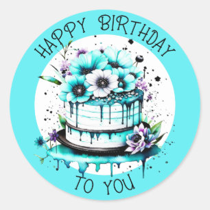 Alles Gute zum Geburtstag! Hübscher Whimsischer Runder Aufkleber