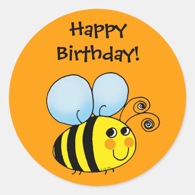 Alles Gute zum Geburtstag! (Hummel) Runder Aufkleber (Vorderseite)