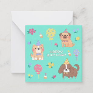 Alles Gute zum Geburtstag: Hunde, Balloons & Blume Mitteilungskarte