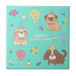 Alles Gute zum Geburtstag: Hunde, Luftballons und Fliese
