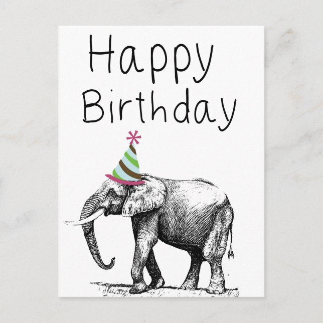 Alles Gute zum Geburtstag in Hut, Feier Einladungspostkarte (Vorderseite)