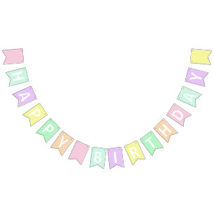 Alles Gute zum Geburtstag in Pastellfarben Wimpelkette