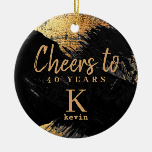 Alles Gute zum Geburtstag in Schwarz und Gold Keramik Ornament
