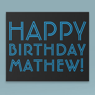 Alles Gute zum Geburtstag (JEDER NAME)   Blau & Sc Geschenkpapier