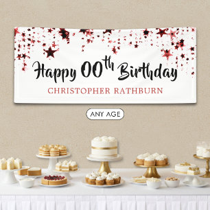 Alles Gute zum Geburtstag JEDES JAHR Rote Sterne N Banner