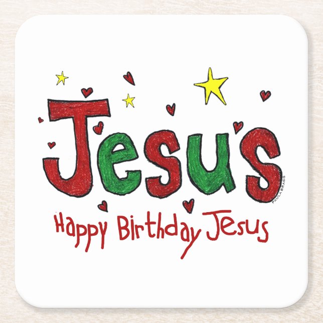 Alles Gute zum Geburtstag Jesus Rechteckiger Pappuntersetzer (Vorderseite)