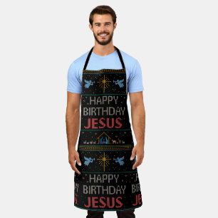 Alles Gute zum Geburtstag Jesus Ugly Weihnachten W Schürze