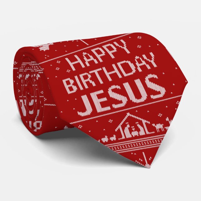 Alles Gute zum Geburtstag Jesus Weihnachten Sweate Krawatte (Gerollt)