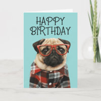 Alles Gute zum Geburtstag | Kariertes Hemd Pug