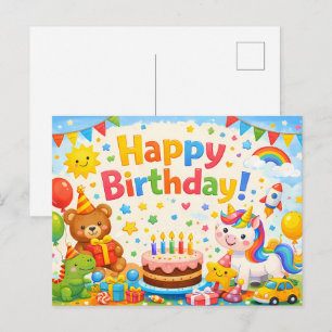 Alles Gute zum Geburtstag Kinder Bunte Postkarte