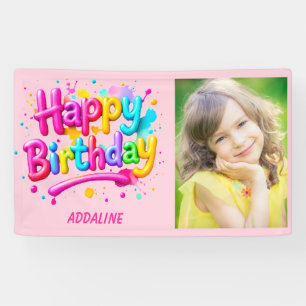 Alles Gute zum Geburtstag Kinder Pink Gelb Graffit Banner