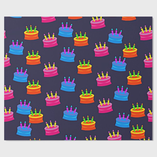 Alles Gute zum Geburtstag, Kuchen mit Kerzen. Geschenkpapier (Flach)