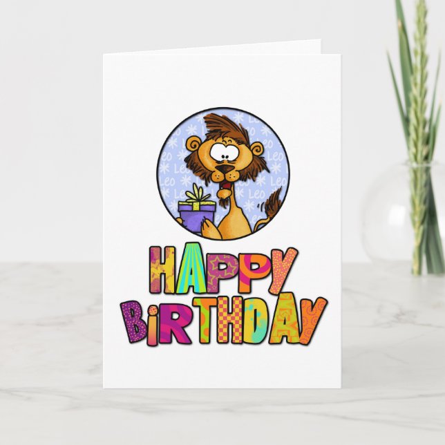 Alles Gute zum Geburtstag - Leo Karte (Vorderseite)