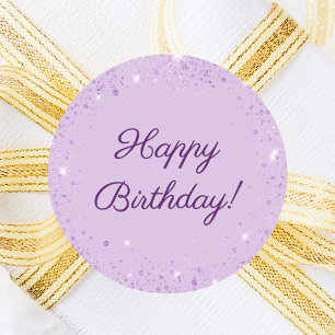 Alles Gute zum Geburtstag lila violetter Glitter Runder Aufkleber
