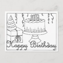 Alles Gute zum Geburtstag Linienzeichnungs-Postkar