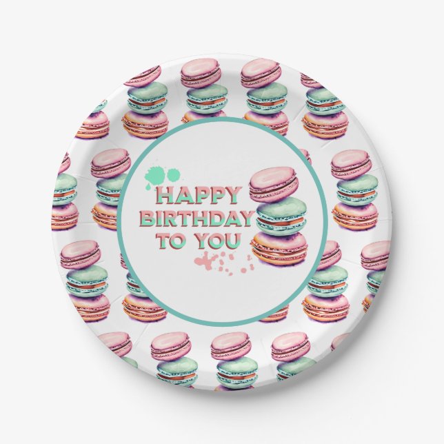 Alles Gute zum Geburtstag! | Macaron Pappteller (Vorderseite)