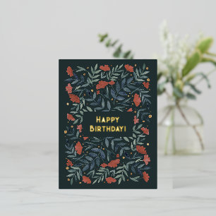 Alles Gute zum Geburtstag Magischer Vintage-Garten Folien Feiertagspostkarte