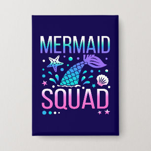 Alles Gute zum Geburtstag Meerjungfrau-Squad Ozean Button