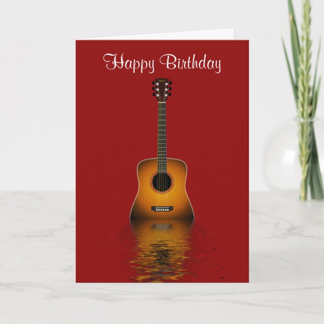 Alles Gute zum Geburtstag mit Akustikgitarre für Karte (Vorderseite)