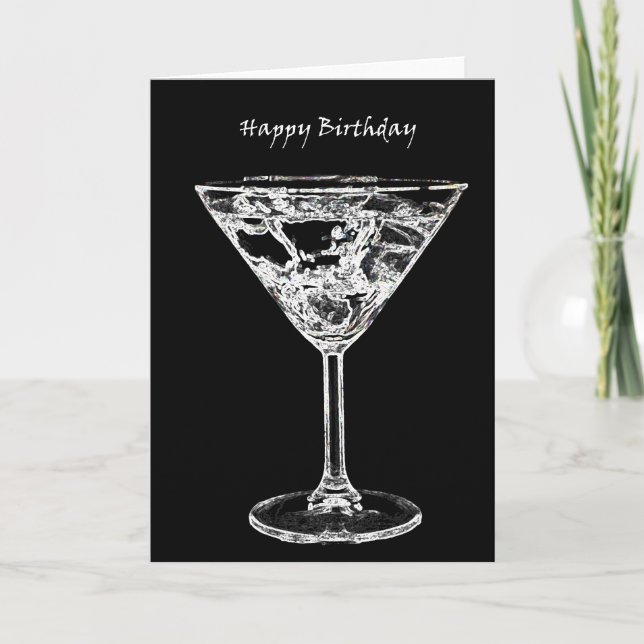Alles Gute zum Geburtstag mit einem Martini Karte (Vorderseite)