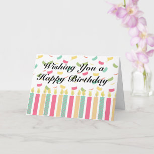 Alles Gute zum Geburtstag mit farbenfrohen Kerzen Karte