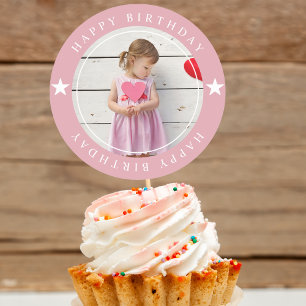 Alles Gute zum Geburtstag mit Foto Runder Aufkleber
