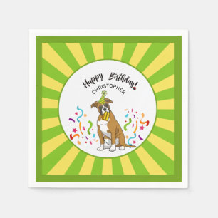 Alles Gute zum Geburtstag mit Ihrem Boxer Dog Budd Serviette