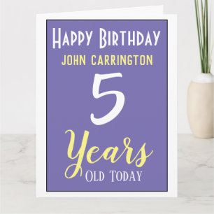 Alles Gute zum Geburtstag mit Name & Alter 5 Jahre Karte