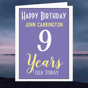 Alles Gute zum Geburtstag mit Name & Alter von 9 J Karte
