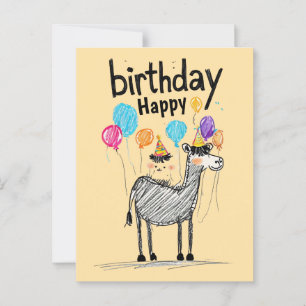 Alles Gute zum Geburtstag mit Niedlichen Pferden & Postkarte