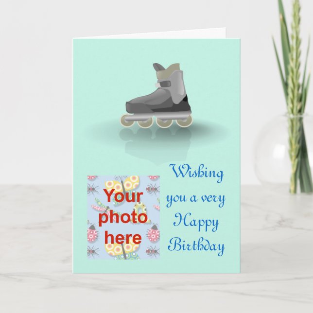 Alles Gute zum Geburtstag mit Rollerblade-Skaten Karte (Vorderseite)