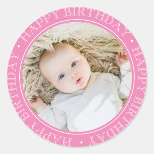 Alles Gute zum Geburtstag Moderne einfache rosa be Runder Aufkleber