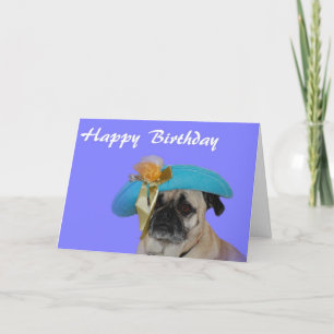 Alles Gute zum Geburtstag - Mops in einem Hut Karte
