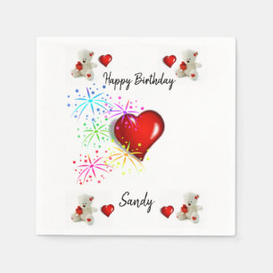 Alles Gute zum Geburtstag, Napkins, Weißer Teddy B Serviette