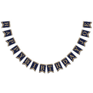 Alles Gute zum Geburtstag Navy Blau Gold 3 Buchst Wimpelkette