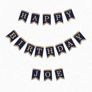 Alles Gute zum Geburtstag Navy Blau Gold 3 Buchst Wimpelkette