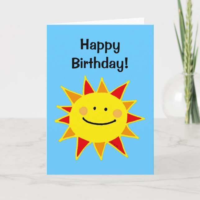 Alles Gute zum Geburtstag (niedliche Sonne) Karte (Vorderseite)