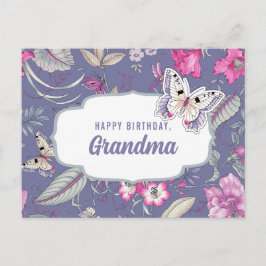 Alles Gute zum Geburtstag, Oma. Blume und Schmette Postkarte