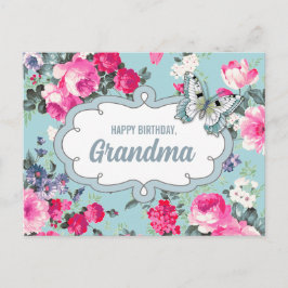 Alles Gute zum Geburtstag, Oma. Blume und Schmette Postkarte