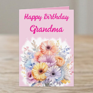 Alles Gute zum Geburtstag Oma Blumen rosa Karte