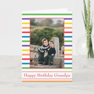 Alles Gute zum Geburtstag Opa farbige Streifen Fot Karte