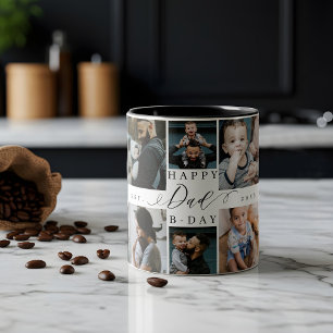 Alles Gute zum Geburtstag Papa 8 Foto-Collage Gesc Zweifarbige Tasse