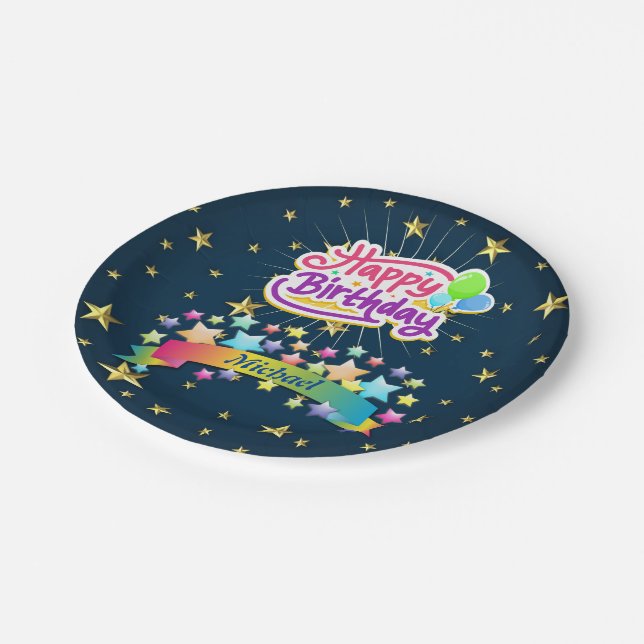 Alles Gute zum Geburtstag Pappteller (Schrägansicht)