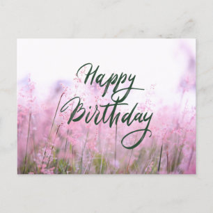 Alles Gute zum Geburtstag Pastellrosa Wildblumen  Postkarte